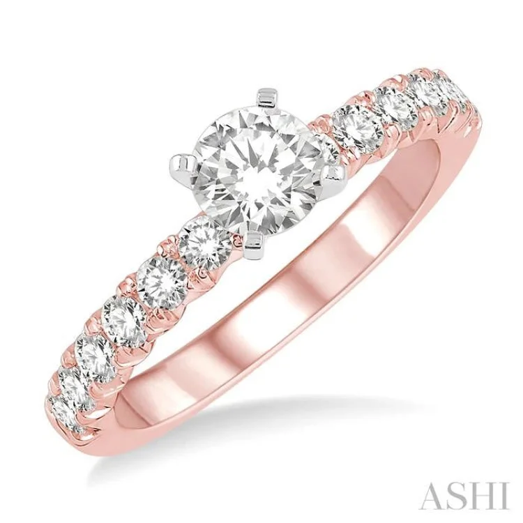 Elegant Gold Rings For Classic Brides-1/2 Ctw Round Cut Diamond Semi-Mount Engagement Ring in 14K Rose And White Gold