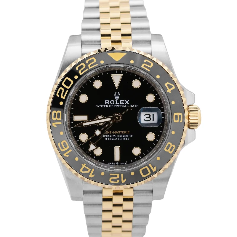 Luxury Sports Watches For Athletes-NEW MARCH 2024 PAPERS Rolex GMT-Master II 18K Gold 40mm JUBILEE 126713 GRNR BOX