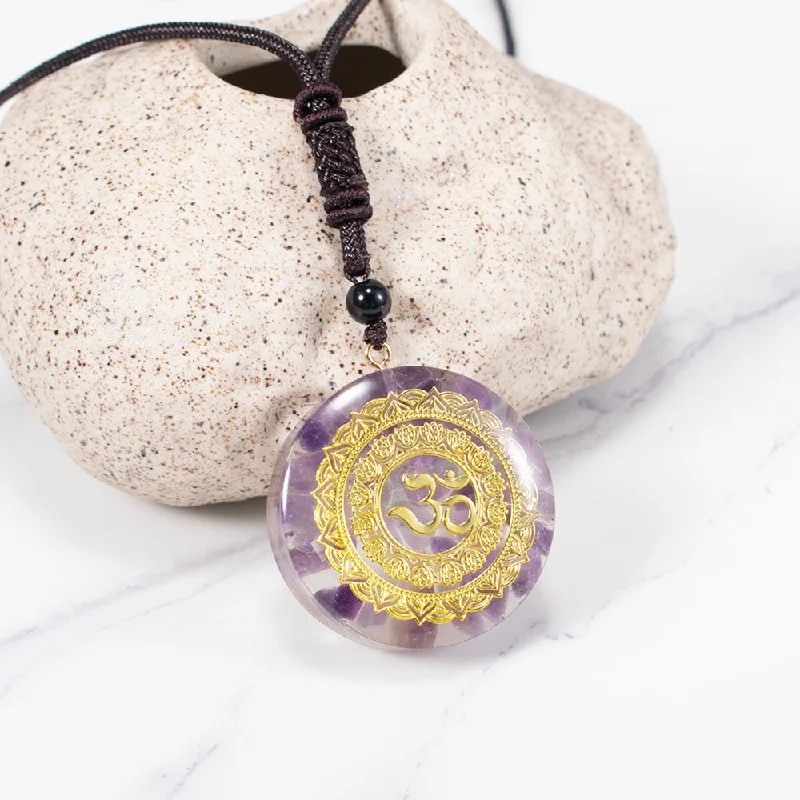 Custom Initials Necklace For Personalized Style-Orgone Energy Om Amethyst Necklace Talisman