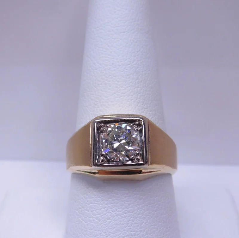 Elegant Wedding Rings For Romantic Brides-14K ESTATE GENTS DIAMOND RING