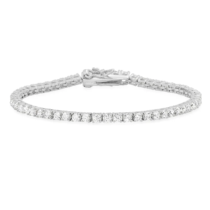 Simple Gemstone Bracelets For Women-TENNIS BRACELET, SILVER