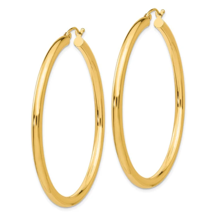 Chunky Earrings For Bold Look-14K Polished 3mm Lightweight Tube Hoop Earrings