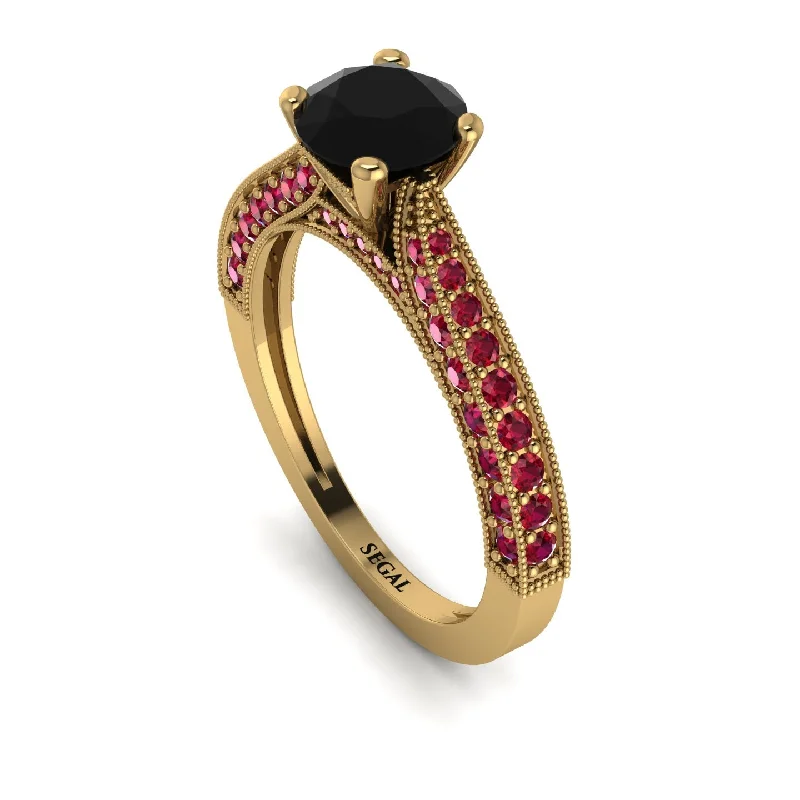 Classic Gold Wedding Rings For Timeless Style-Classic Vintage Black Diamond Engagement Ring - Kathryn No. 52