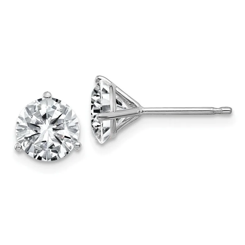 Handcrafted Wooden Earrings For Unique Style-14k White Gold 1.50ct. 6mm Round Moissanite 3-Prong Post Earrings