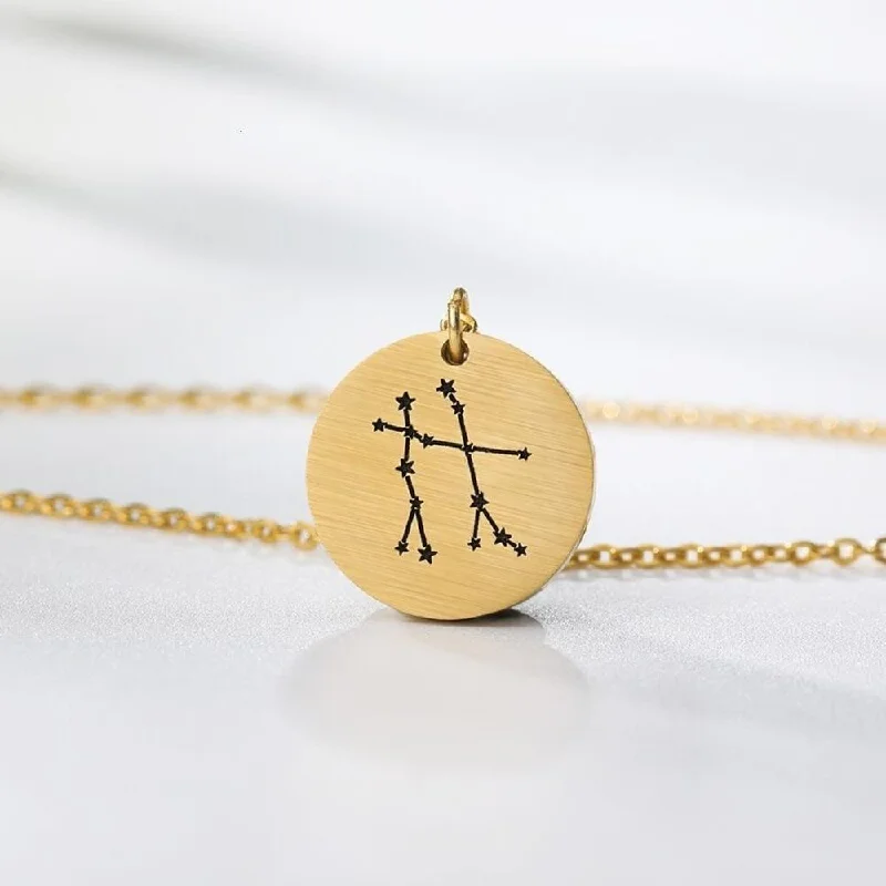 Simple Gold Necklace For Fashionistas-Golden Constellation Gemini Necklace