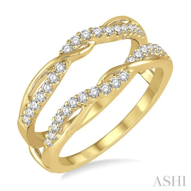 Simple Stacking Rings For Casual Brides-3/8 Ctw Round Diamond Insert Ring in 14K Yellow Gold