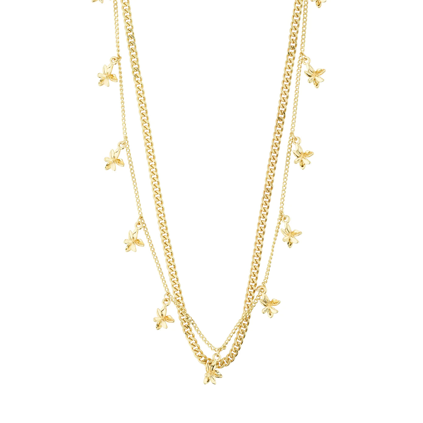 Trendy Layered Gold Necklace For Daily Wear-Riko Gold Plated 2-in-1 Necklace Set