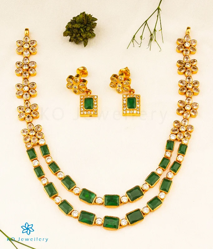 Vintage-Inspired Necklace For Bridesmaids-The Yamini Silver Necklace (Green)