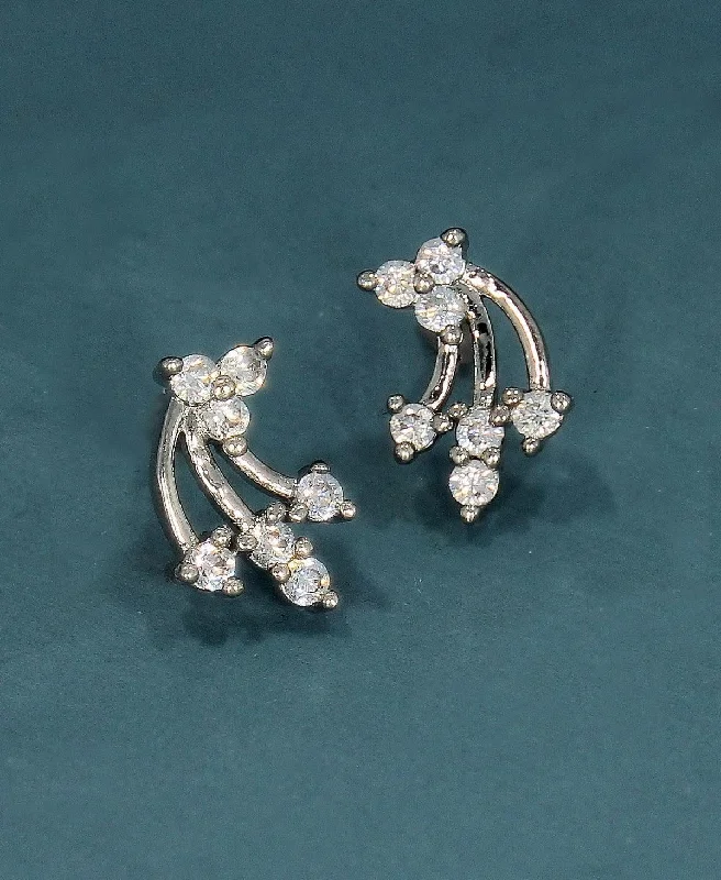 Simple Silver Stud Earrings For Daily Wear-Delicate Stone Studded Earring