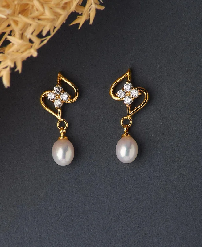 Simple Pearl Stud Earrings For Elegant Wear-Elegant Real Pearl Hang Earring