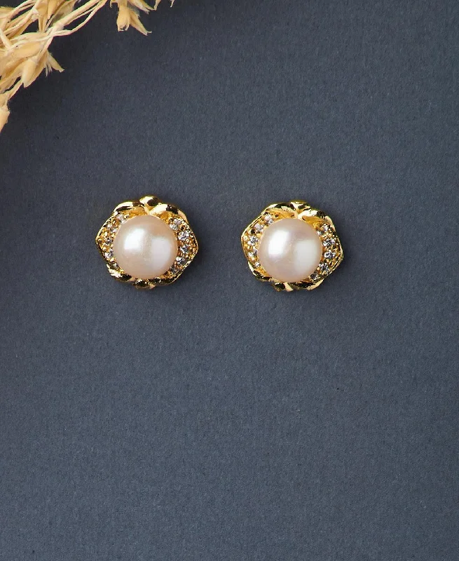 Unique Dangle Earrings For Special Occasions-Delicate Pearl Studded Earring