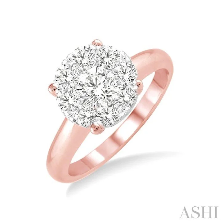 Personalized Engagement Rings For Special Occasions-1/3 Ctw Lovebright Round Cut Diamond Ring in 14K Rose and White Gold