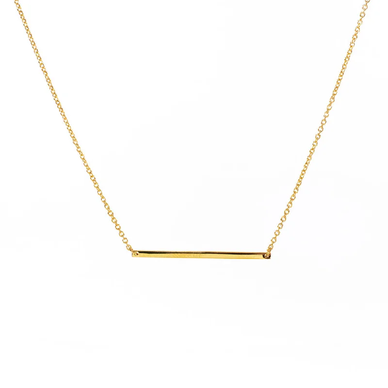 Simple Gemstone Necklace For Bridal Wear-Gold Vermeil Bar Necklace