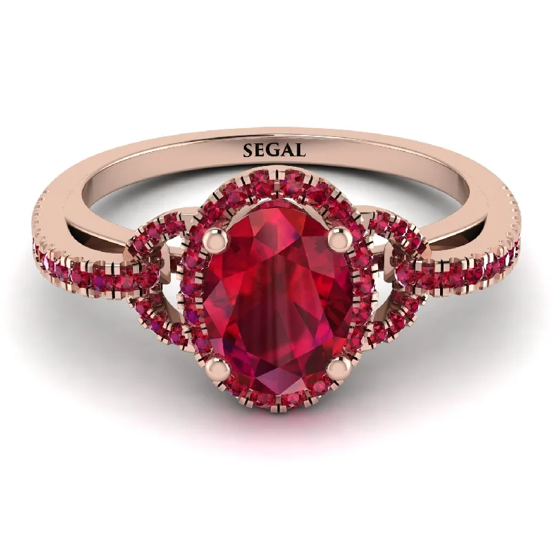 Simple Silver Rings For Wedding Bands-Timeless Beauty Oval Ruby Engagement Ring - Judy No. 56