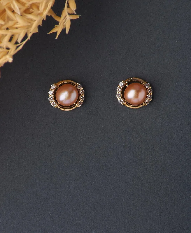 Crystal Stud Earrings For Elegant Look-Elegant Real Pearl Stud Earring