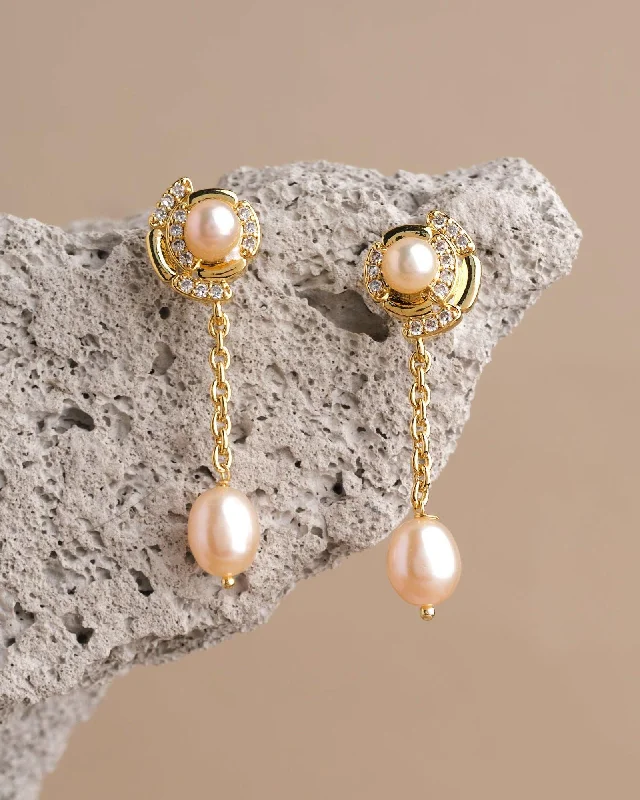 Trendy Earrings With Mixed Materials-Kosavasin -Golden Sands Delight Pearl Earring