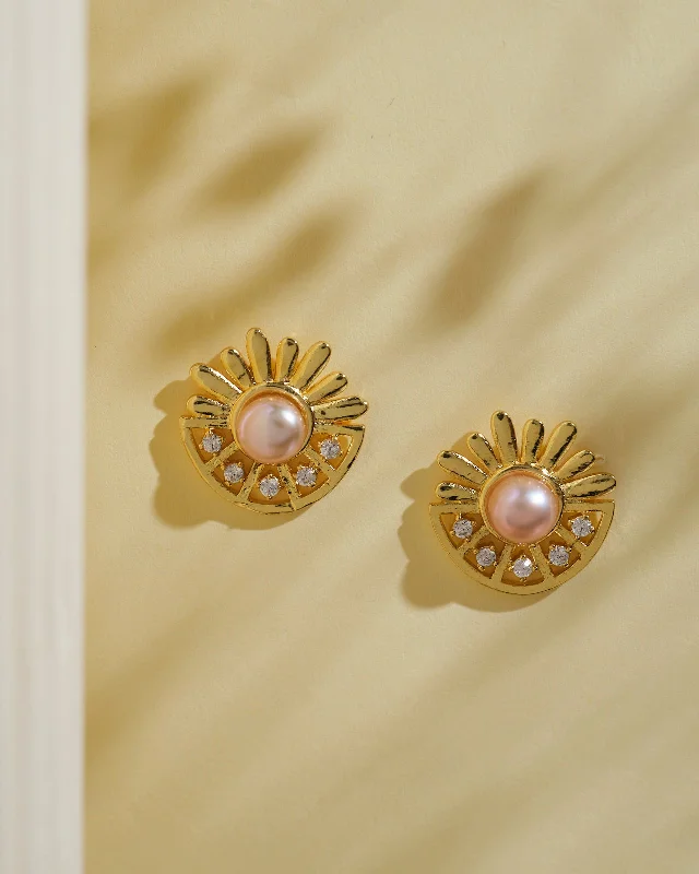 Geometric Earrings For Modern Fashion-Beautiful Stud Pink Earrings