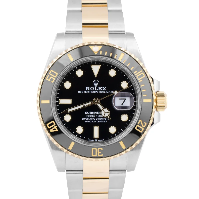 Luxury Watches With Unique Designs-MINT 2021 PAPERS Rolex Submariner Date 41mm Ceramic Two-Tone Gold 126613 LN BOX