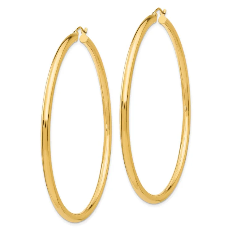 Colorful Hoop Earrings For Party Time-14K Polished 3mm Tube Hoop Earrings