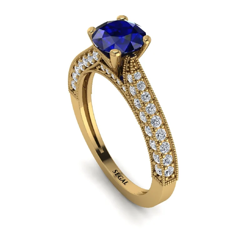 Elegant Wedding Bands For Simple Brides-Classic Vintage Sapphire Engagement Ring - Kathryn No. 13