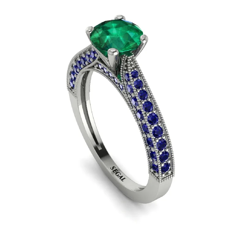 Classic Diamond Rings For Engagement Gifts-Classic Vintage Emerald Engagement Ring - Kathryn No. 66