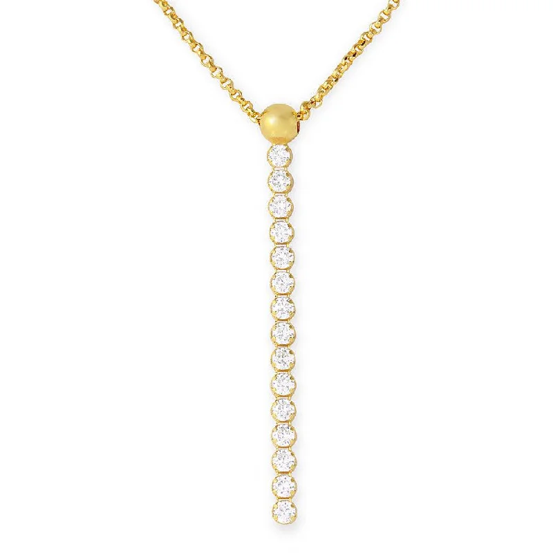 Dainty Gold Necklace For Minimalist Style-Silver 925 Gold Plated CZ Drop Necklace - ARN00019GP