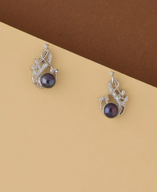 Minimalist Earrings With Pearls For Day Wear-Pretty Black Pearl Stud Earring