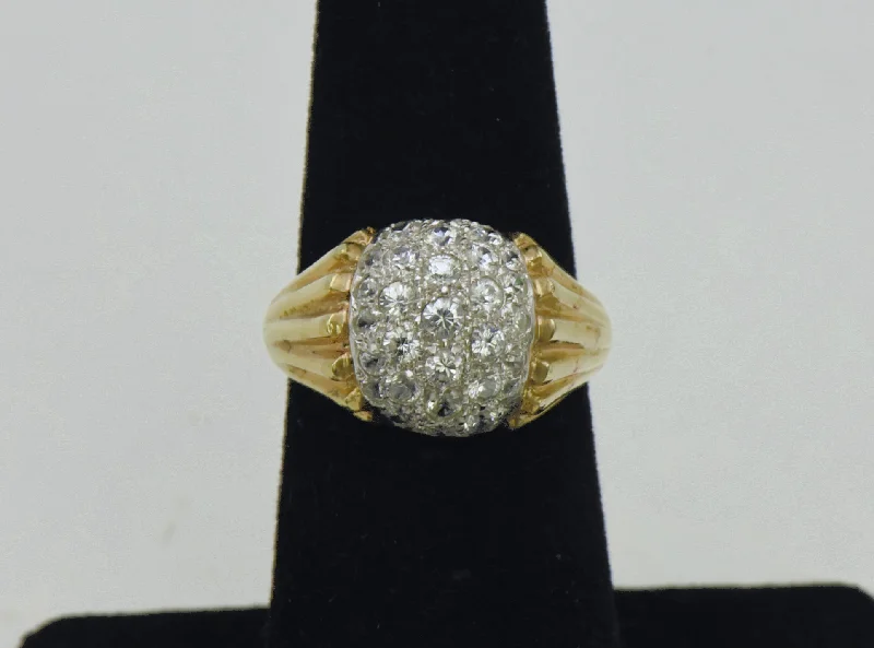 Elegant Diamond Rings For Wedding Day-Vintage Gold Tone Sterling Silver Cubic Zirconia Ring - Size 5.75