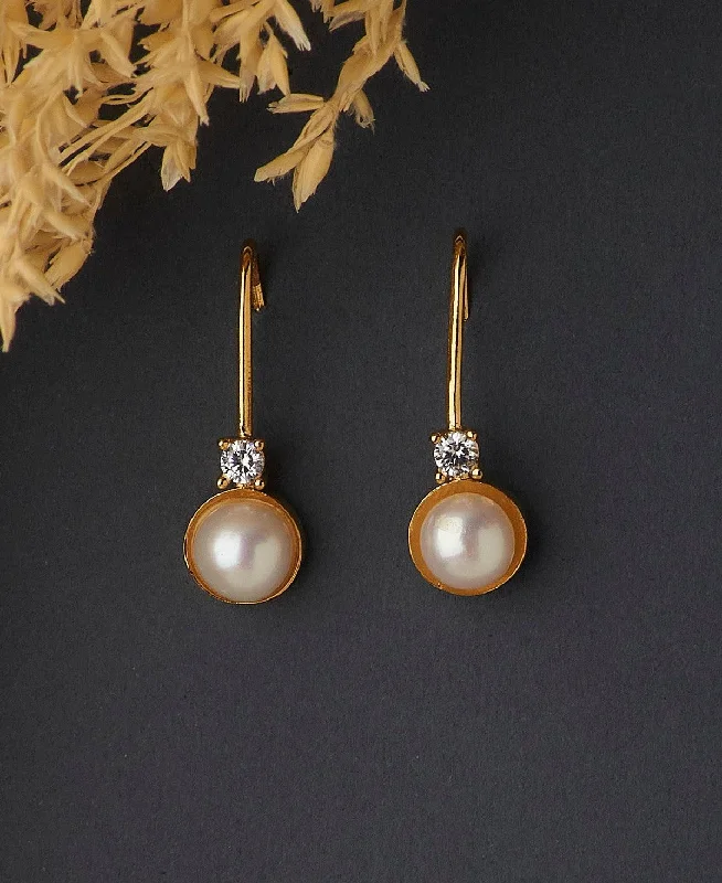 Handmade Silver Earrings For Weddings-Fashionable Pearl Stud Hanging Earring