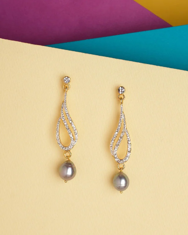 Custom Crystal Earrings For Weddings-Pearl Essence Dangler Earrings