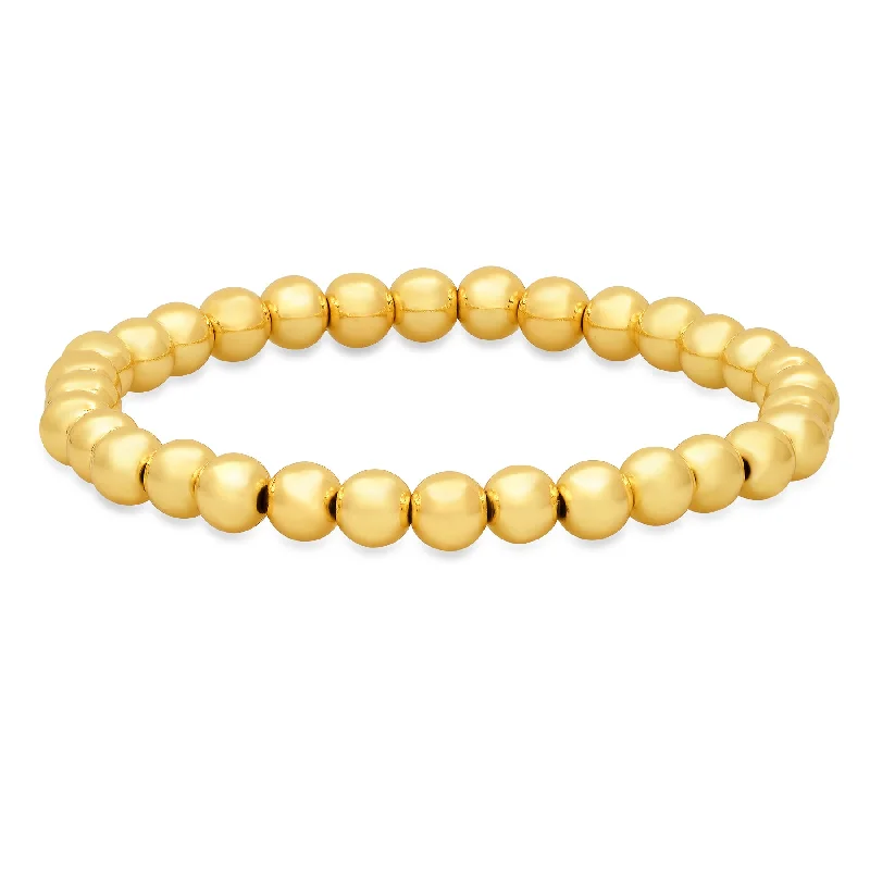 Men’s Casual Bracelets For Daily Wear-6 MM STRETCH BRACELET, GOLD