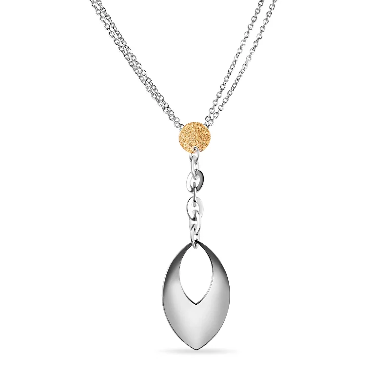 Simple Crystal Necklace For Weddings-Silver 925 Rhodium and Gold Plated Dangling Teardrop Necklace - STP00447