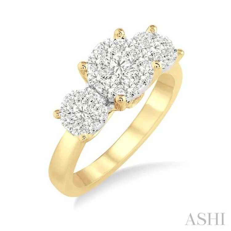 Classic Wedding Rings For Elegant Bridesmaids-3/4 Ctw Lovebright Round Cut Diamond Ring in 14K Yellow and White Gold