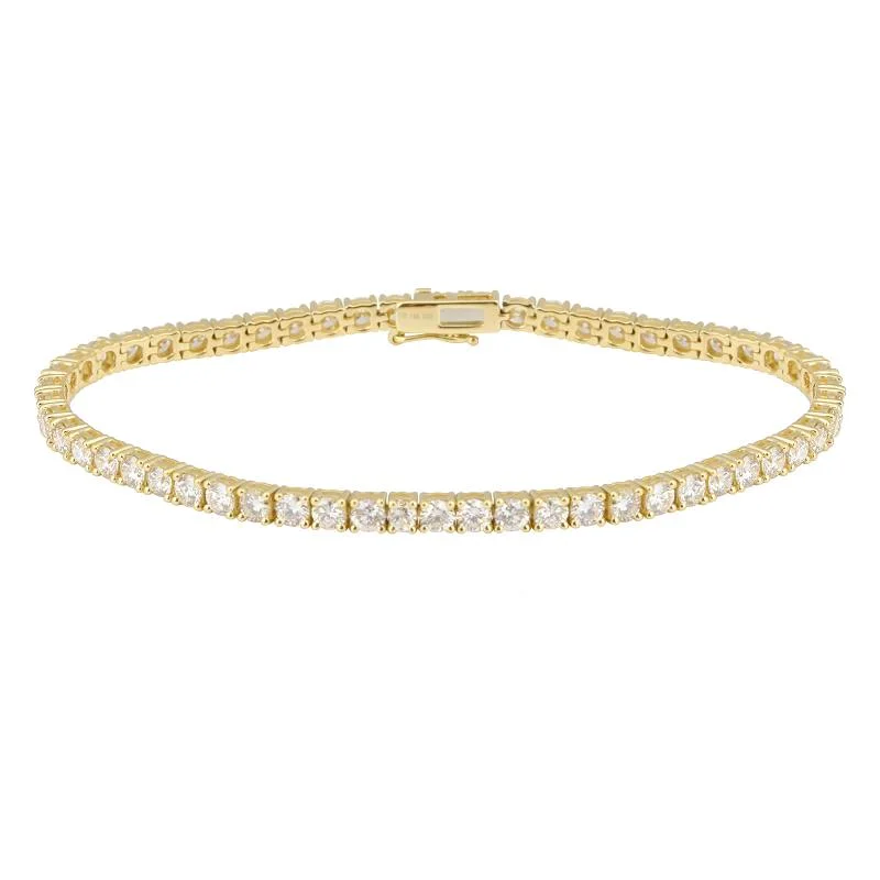 Elegant Silver Bracelets With Crystals-14k Yellow Gold Diamond Classis Tennis Bracelet