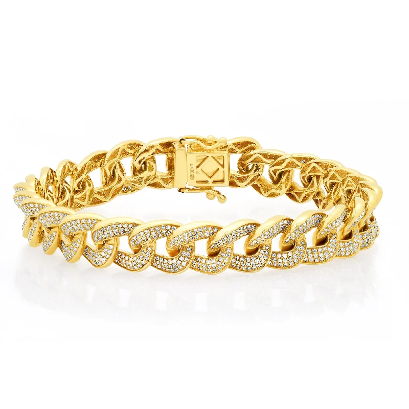 Adjustable Bracelet Sets For Women-Stop The Show Cuban Link Bracelet Diamond 14kt Gold