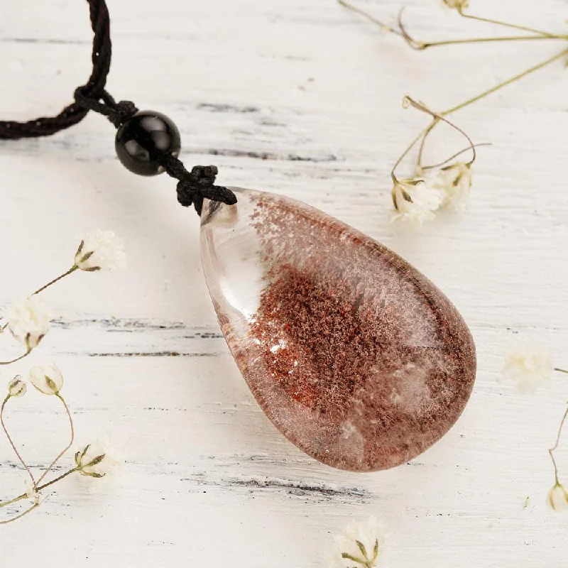 Unique Boho Necklace For Weddings-Nature Phantom Quartz Necklace