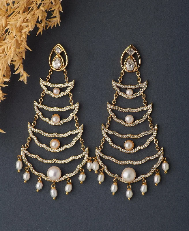 Fashionable Crystal Earrings For Evening Look-Faiza Regal Chandeliers Earring