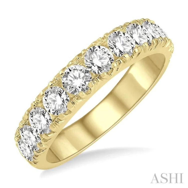 Sparkling Wedding Bands With Colored Stones-2 ctw 11 Stone Round Cut Diamond Wedding Band in 14K Yellow Gold