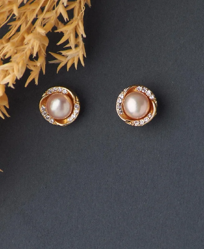 Stylish Beaded Earrings For Everyday Look-Classy White Stud Pearl Earring