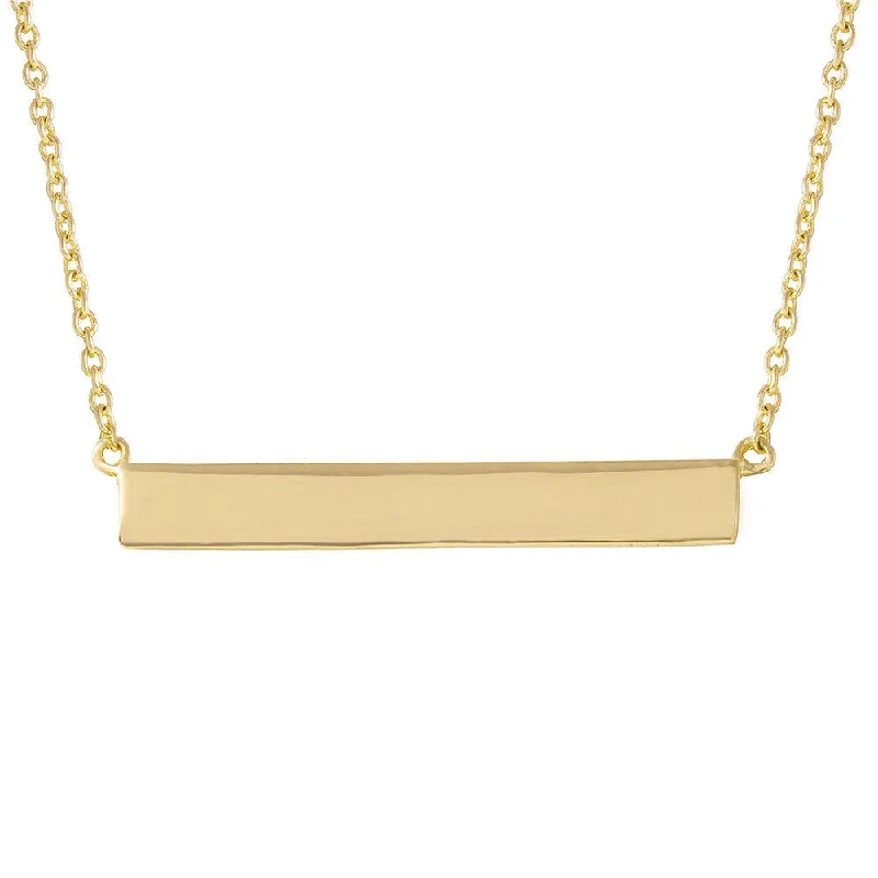 Classic Heart Necklace For Bridal Gifts-Silver 925 Gold Plated Rectangular Tag Necklace - STP01474GP