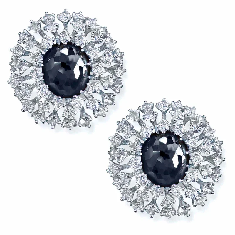 Trendy Earrings For Holiday Season-Sterling Silver Astra Earrings with Hematite & Topaz