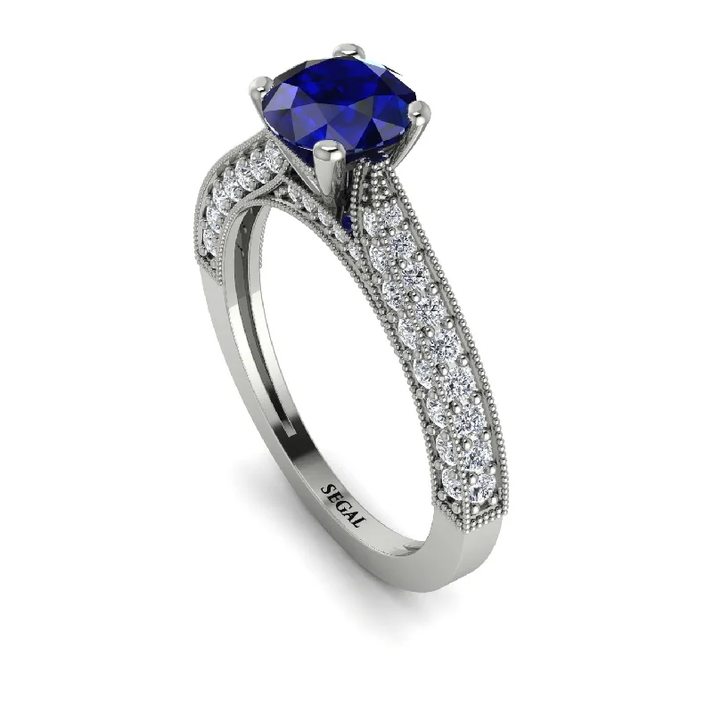 Handmade Gemstone Engagement Rings For Brides-Classic Vintage Sapphire Engagement Ring - Kathryn No. 15