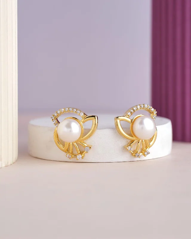 Boho Chic Earrings For Stylish Look-Elegant Stud Pearl Earring