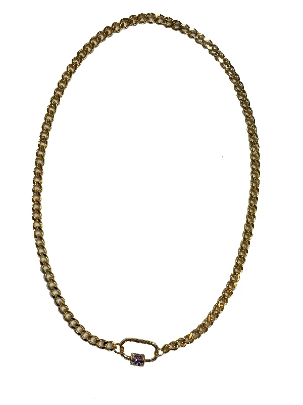 Handcrafted Gold Necklace For Weddings-Cuban Classic Lock Necklace