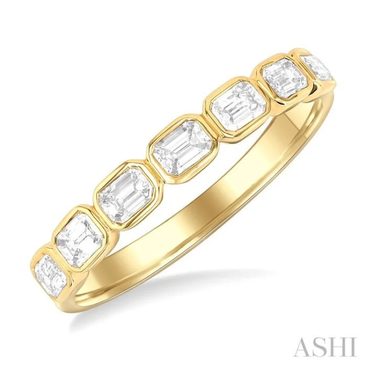 Classic Men’s Wedding Rings For Special Moments-5/8 ctw East-West Emerald Cut Diamond Fashion Band in 14K Yellow Gold