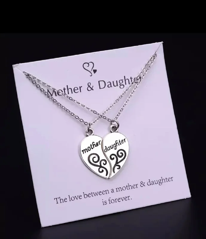 Personalized Gold Pendant Necklace For Day Wear-Beautiful Mother and Daughter Puzzle Piece Necklaces