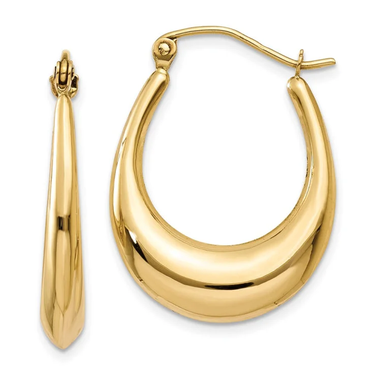 Elegant Gold Earrings For Day Wear-14k Polished Hoop Earrings