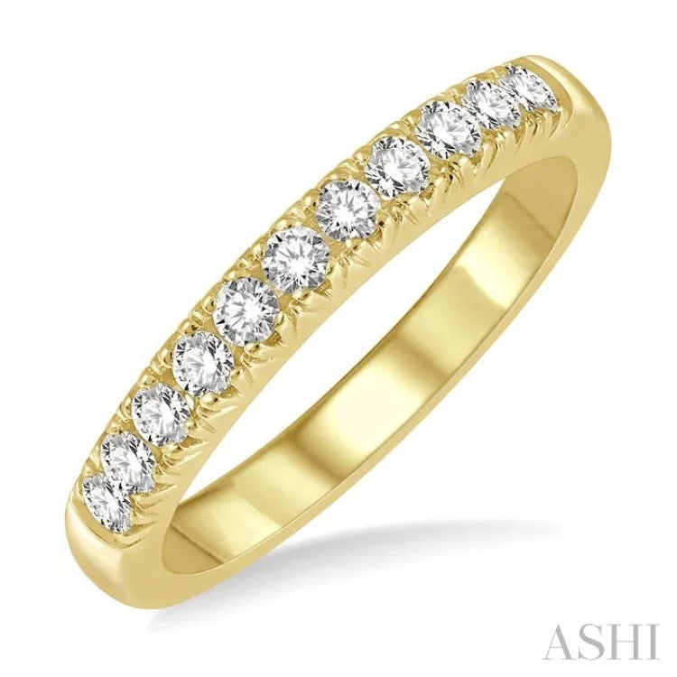 Custom Name Rings For Meaningful Gifts-1/3 ctw 11 Stone Round Cut Diamond Wedding Band in 14K Yellow Gold