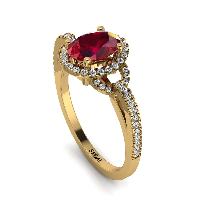 Classic Stacking Wedding Rings For Bridesmaids-Timeless Beauty Oval Ruby Engagement Ring - Judy No. 10