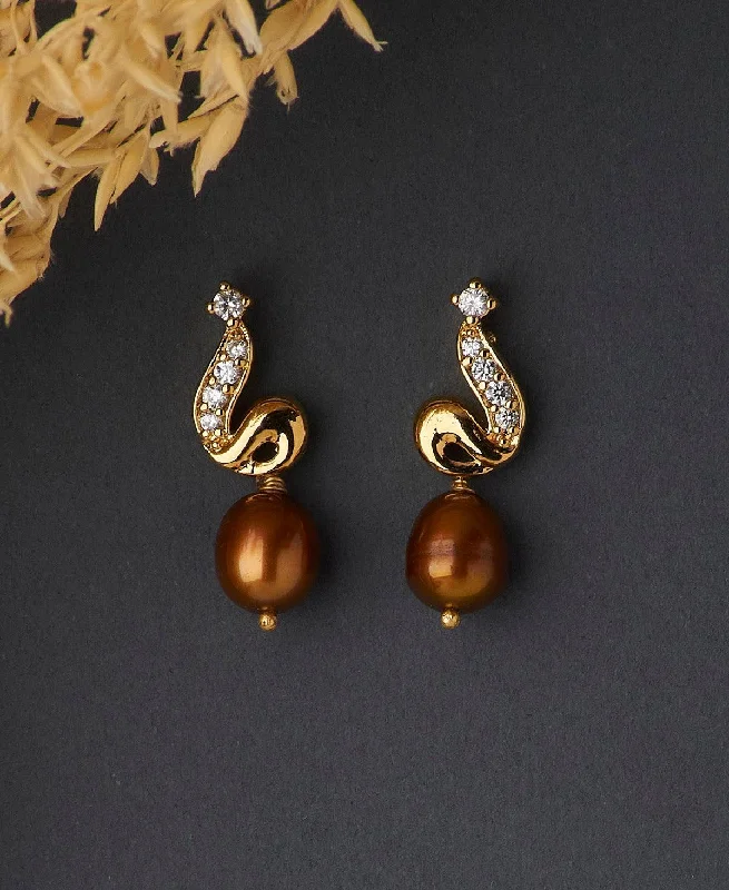 Large Statement Earrings For Bold Look-Elegant Stone Studded Pearl Earring